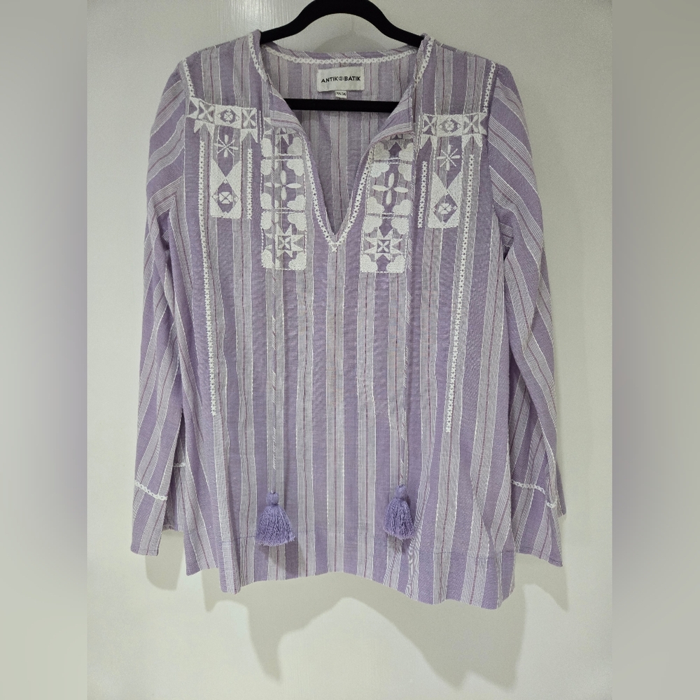 Antik Batik lilac embroidered blouse